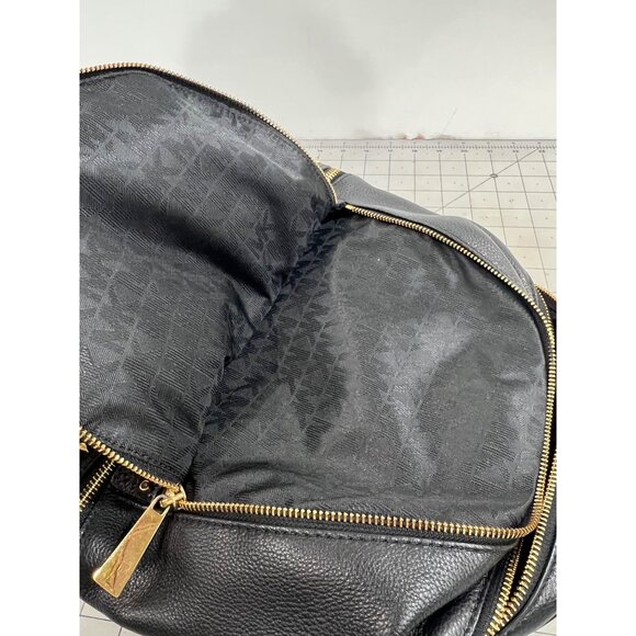 Michael Kors Black Leather Studded Rhea Zip Backpack Gold Hardware - Picture 6 of 11